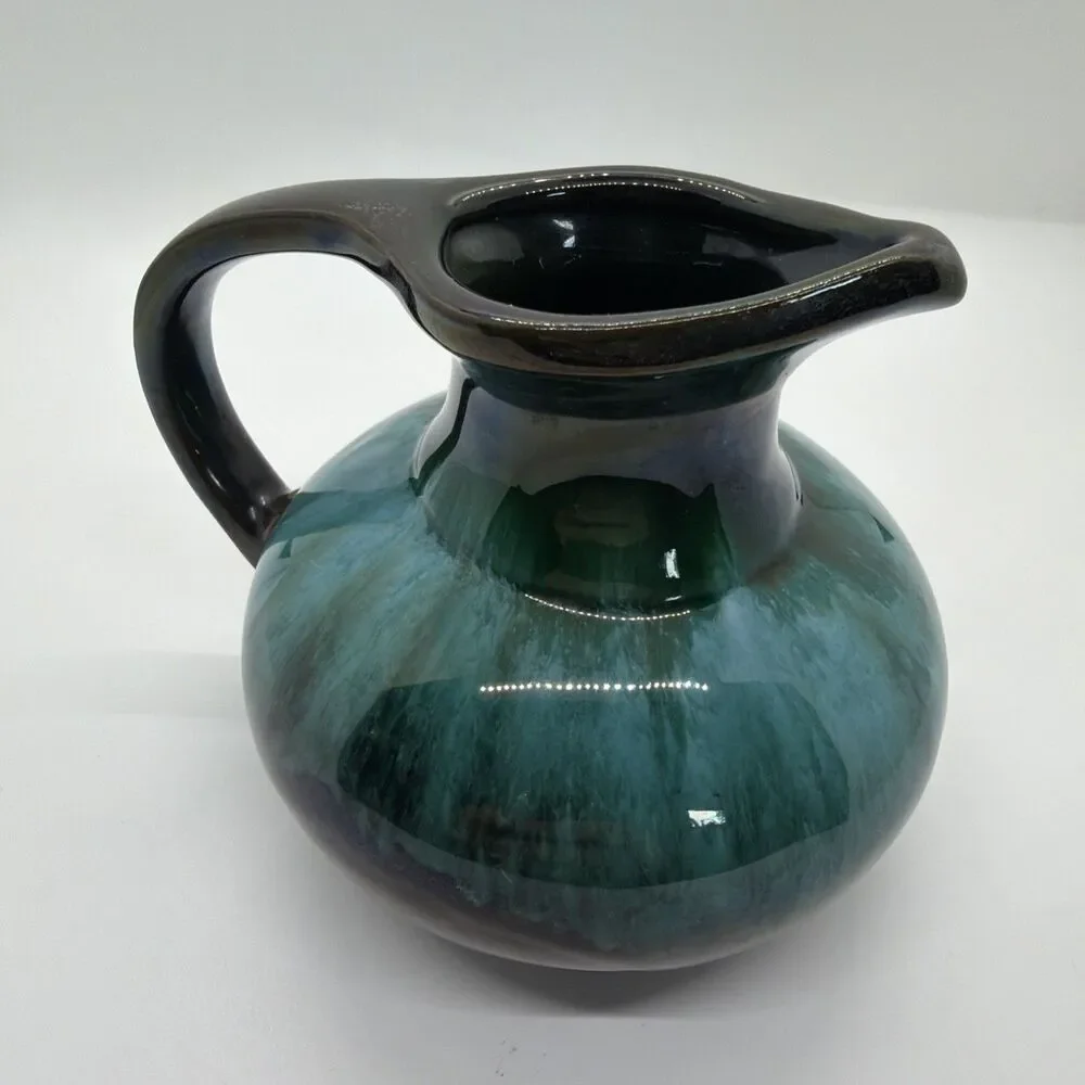 Blue Mountain Pottery Small Creamer Pitcher Green Blue Drip Glaze BMP Canada MCM